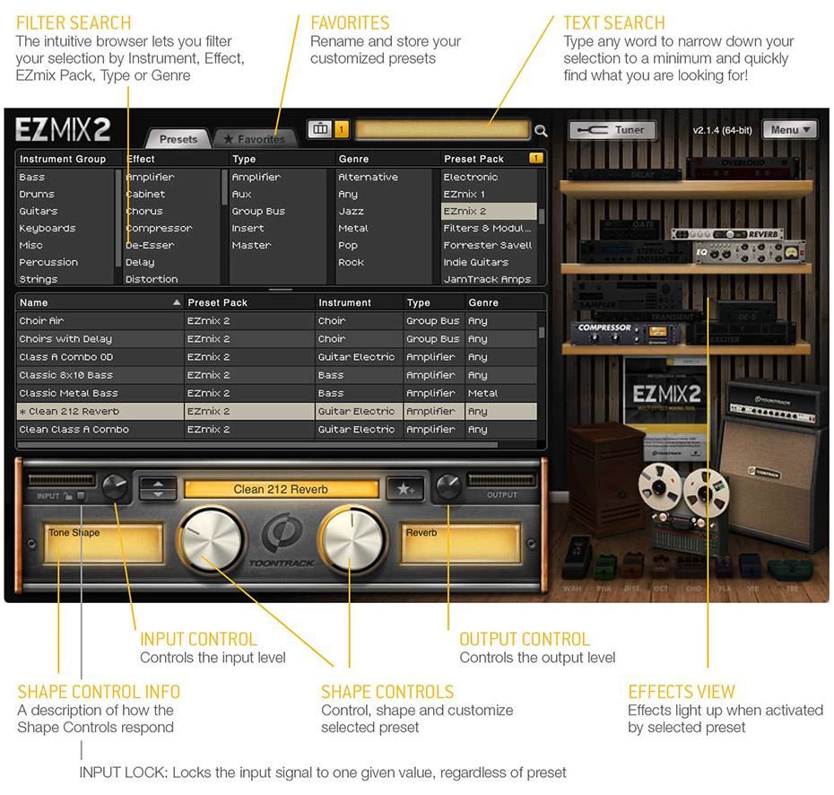 ToonTrack EZmix 2.2.2 WIN/OSX最新版综合混音数字效果器 吉他人声及其它乐器都可以